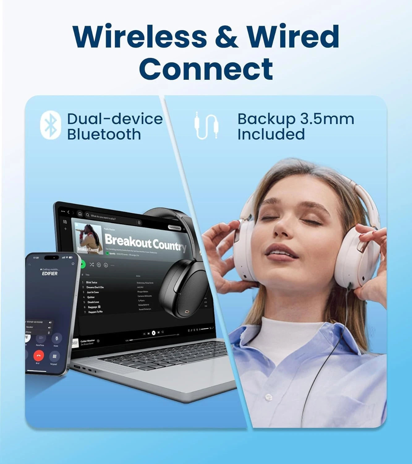 Edifier WH950NB Active Noise Cancelling Wireless Headphones Bluetooth 5.4 Headset, Hi-Res Wireless, 80hrs Playback,4 Microphones