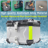 65/55/45L Aluminum Silvery Motorcycle Top Box Waterproof Rear Luggage Case Motorbike Trunk Tail Helmet Box Quick Release Toolbox