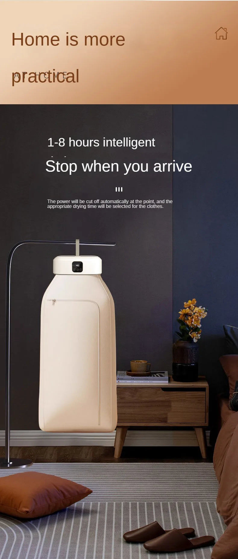 Secadora de ropa eléctrica multifuncional con control remoto, para el hogar, con armario, para suelo, secadora de ropa, aire caliente y temporizador.