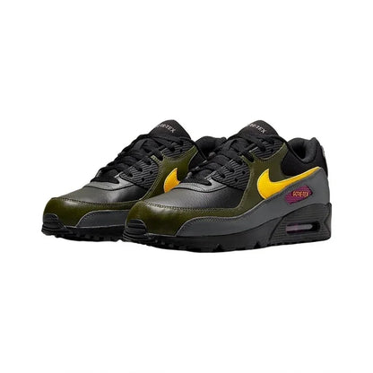 Nike Air Max 90 Vintage Men's Running Shoes Wear Resistant Shock Absorption Breathable Black Yellow Sneakers Retros