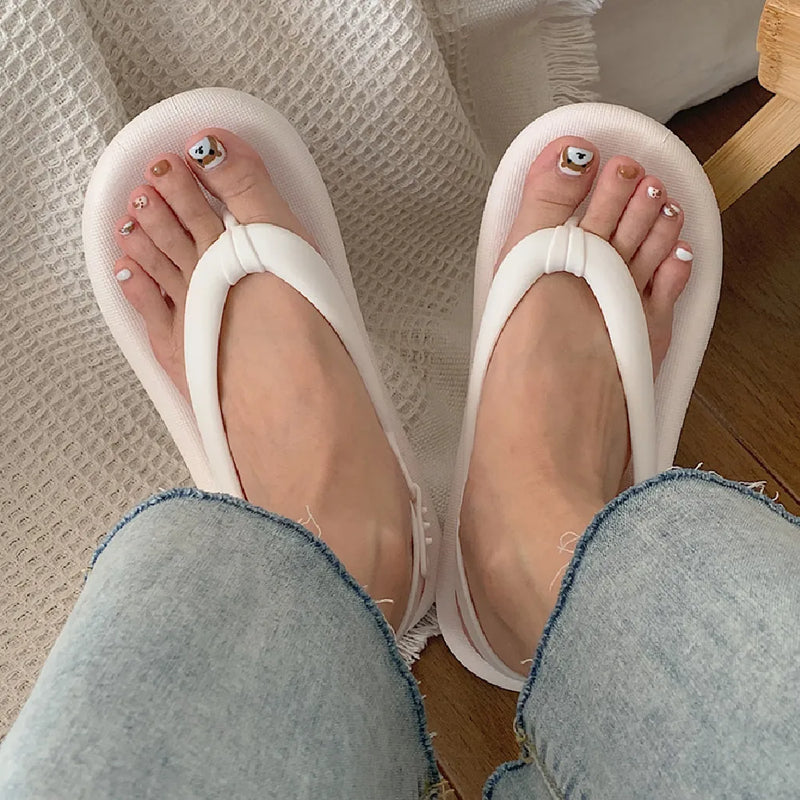 Summer Women Sandals Solid Color Platform Waterproof Outdoor Beach Slippers Ladies Flip Flops 