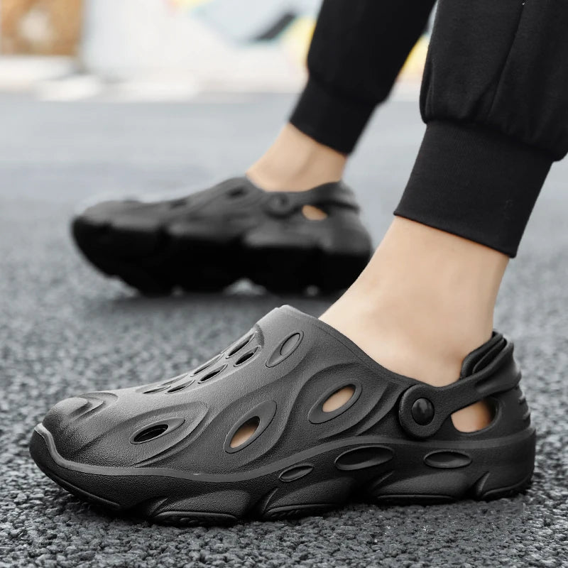 2024 Summer Men's Breathable Big Size Sandals Outdoor Wear Non-slip Beach Shoes EVA Material Backless Slippers 