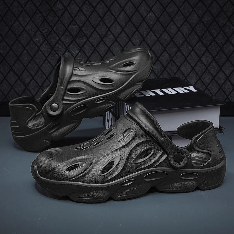 2024 Summer Men's Breathable Big Size Sandals Outdoor Wear Non-slip Beach Shoes EVA Material Backless Slippers 