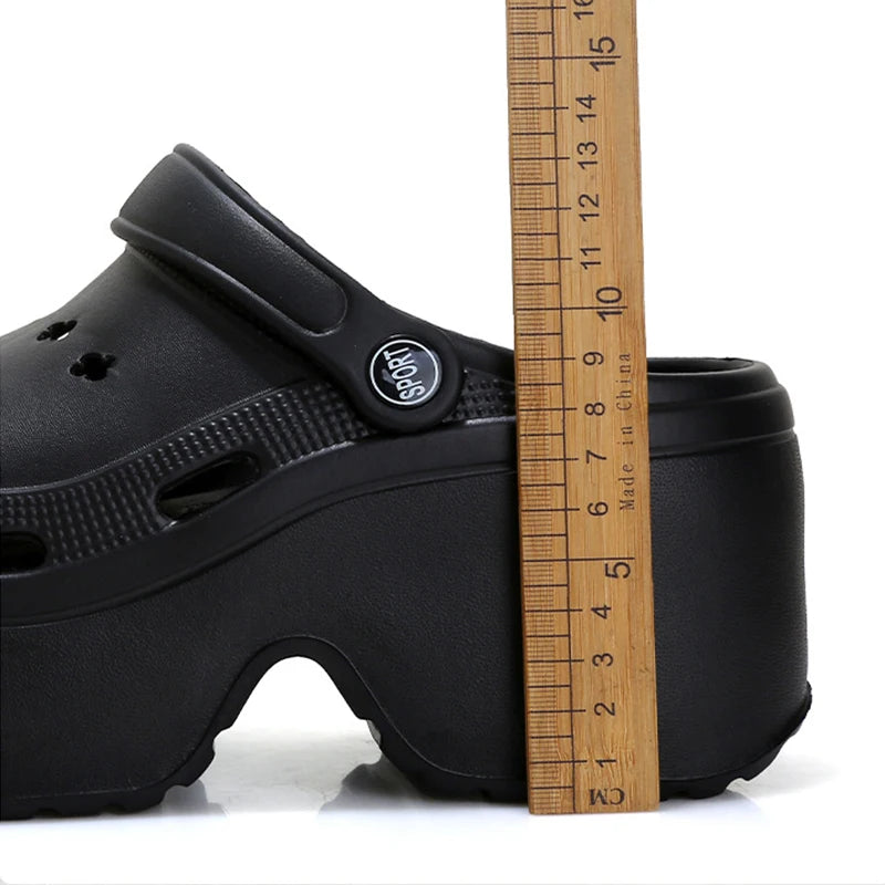 Sandalias de tacón alto y grueso para mujer, zapatos de playa y jardín, impermeables, con suela suave de 9 cm, para verano, 2024 