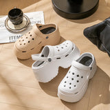 Sandalias de tacón alto y grueso para mujer, zapatos de playa y jardín, impermeables, con suela suave de 9 cm, para verano, 2024 