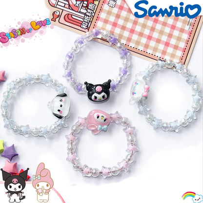 Sanrio Kuromi Cinnamoroll Pulseira De Cristal, MyMelody Kawaii, Super Fada, Doce Casal Frisado, Corda De Mão, Corda Cabeça, Menina Brinquedo