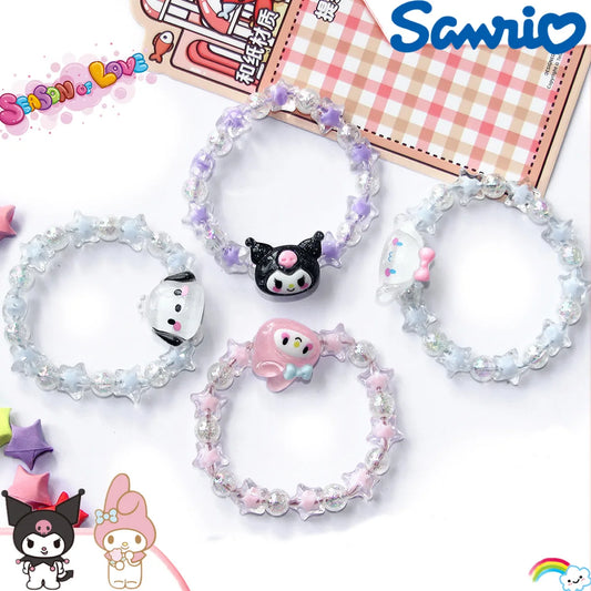 Sanrio Kuromi Cinnamoroll Crystal Bracelet, MyMelody Kawaii, Super Fairy, Sweet Couple Beaded, Hand Rope, Head Rope, Girl Toy 