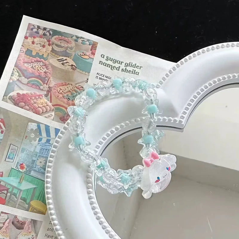 Sanrio Kuromi Cinnamoroll Crystal Bracelet, MyMelody Kawaii, Super Fairy, Sweet Couple Beaded, Hand Rope, Head Rope, Girl Toy 