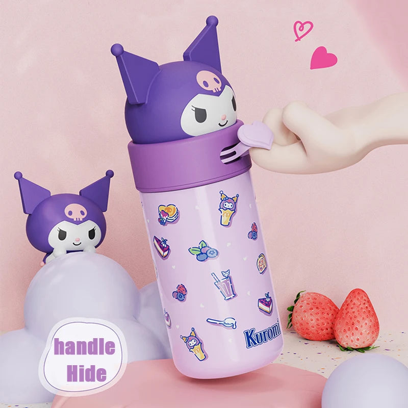 Sanrio Stainless Steel 316 Thermos, Hello Kitty, Kuromi Cinnamoroll Melody, Frasco de vácuo infantil, Garrafa de água, Copo, 350ml