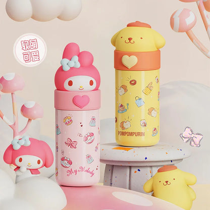 Sanrio Stainless Steel 316 Thermos, Hello Kitty, Kuromi Cinnamoroll Melody, Frasco de vácuo infantil, Garrafa de água, Copo, 350ml