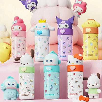 Sanrio Stainless Steel 316 Thermos, Hello Kitty, Kuromi Cinnamoroll Melody, Frasco de vácuo infantil, Garrafa de água, Copo, 350ml