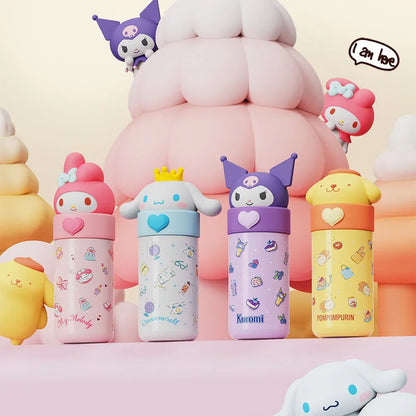 Sanrio Stainless Steel 316 Thermos, Hello Kitty, Kuromi Cinnamoroll Melody, Frasco de vácuo infantil, Garrafa de água, Copo, 350ml