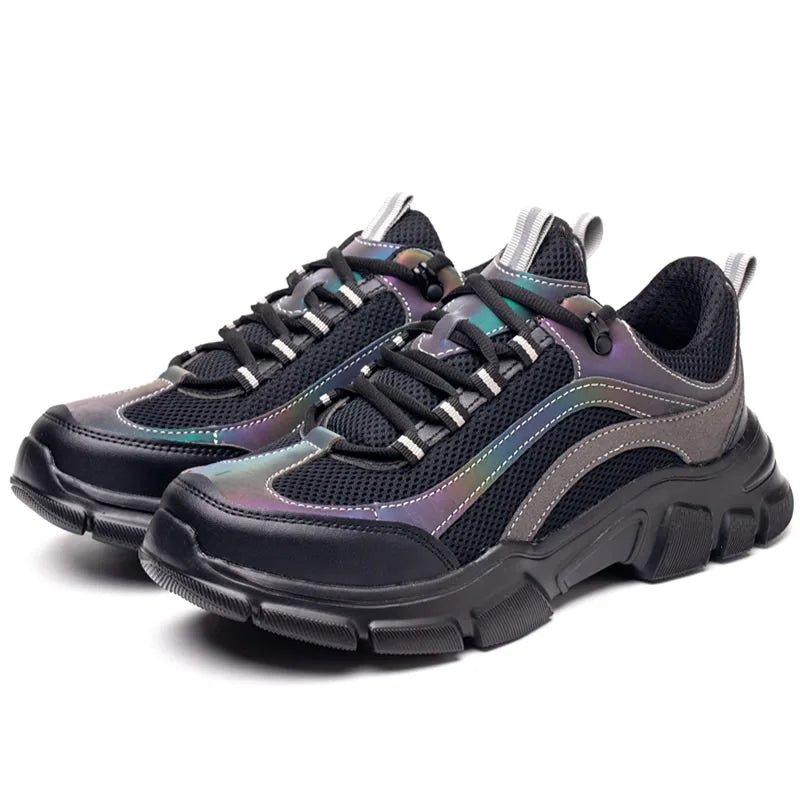 Zapatos de seguridad para mujer, zapatos de trabajo con puntera de acero, zapatillas ligeras de trabajo para hombre, botas de trabajo indestructibles, zapatos unisex para mujer. 