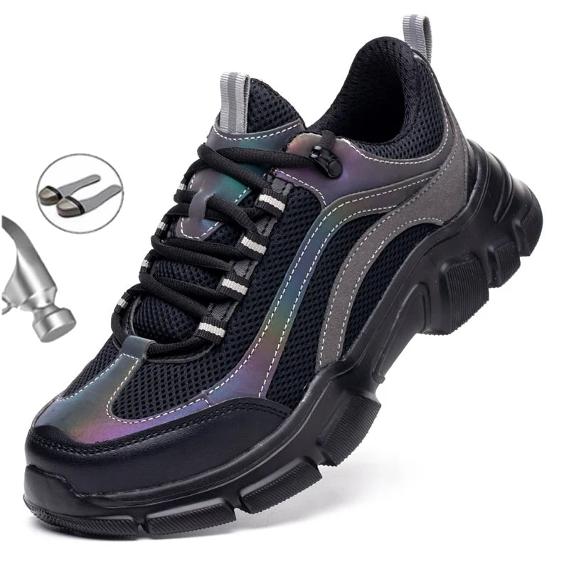 Zapatos de seguridad para mujer, zapatos de trabajo con puntera de acero, zapatillas ligeras de trabajo para hombre, botas de trabajo indestructibles, zapatos unisex para mujer. 