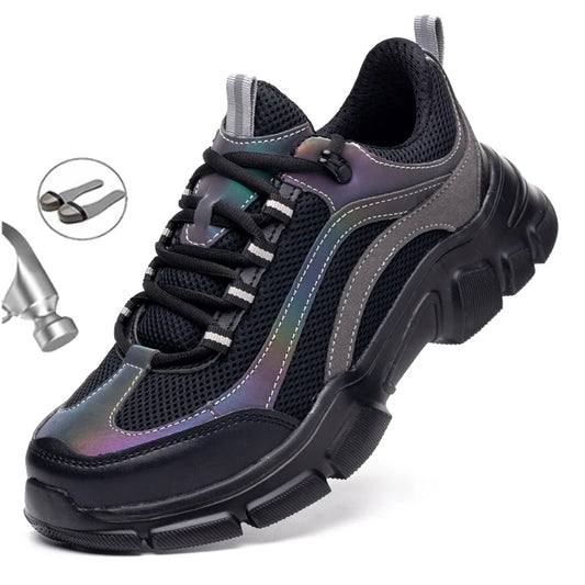 Zapatos de seguridad para mujer, zapatos de trabajo con puntera de acero, zapatillas ligeras de trabajo para hombre, botas de trabajo indestructibles, zapatos unisex para mujer. 
