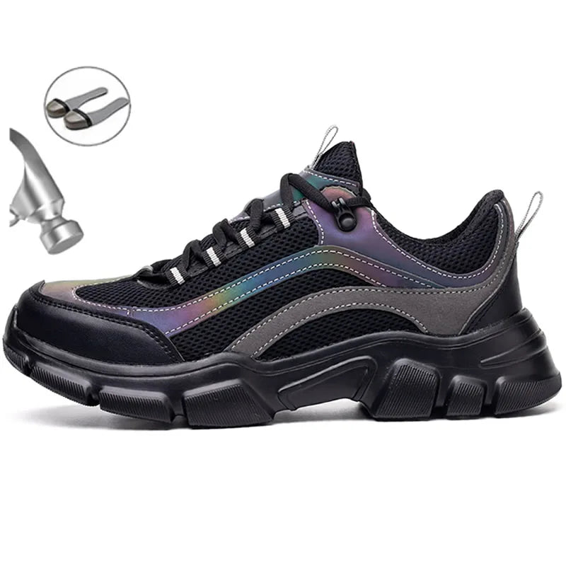 Zapatos de seguridad para mujer, zapatos de trabajo con puntera de acero, zapatillas ligeras de trabajo para hombre, botas de trabajo indestructibles, zapatos unisex para mujer. 