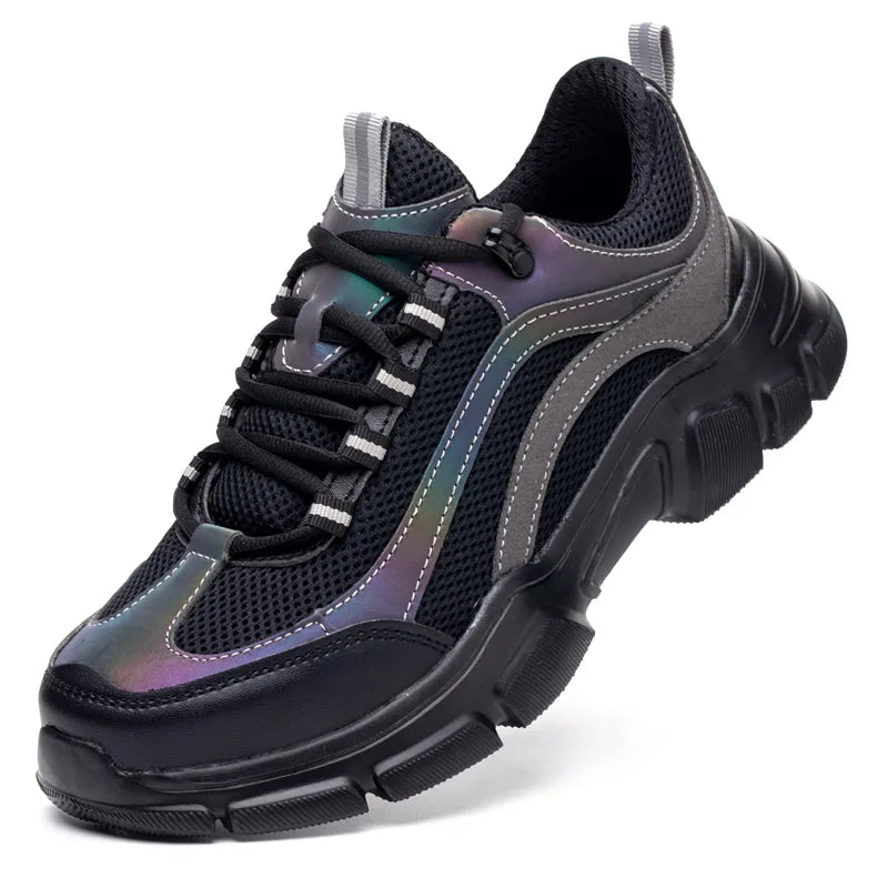 Zapatos de seguridad para mujer, zapatos de trabajo con puntera de acero, zapatillas ligeras de trabajo para hombre, botas de trabajo indestructibles, zapatos unisex para mujer. 