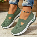 Sapatilhas de malha macia para mulheres, conforto respirável, calçados esportivos casuais, leves, ocas, sapatilhas de malha, verão