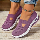 Sapatilhas de malha macia para mulheres, conforto respirável, calçados esportivos casuais, leves, ocas, sapatilhas de malha, verão