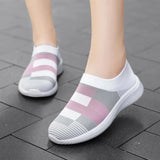 Sapatilhas femininas vulcanizadas leves, sapato de caminhada, mocassins casuais, tênis, meia de deslizamento, malha, moda feminina, 2022
