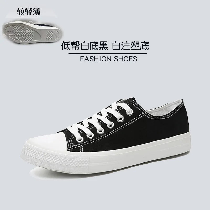 Korean Style Men's Low-cut Lace-up Sneakers Casual Canvas Shoes Fashion Student Parent-child Shoes 