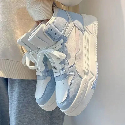Zapatos planos de plataforma azules para mujer, deportivos, casuales, vulcanizados, estilo Kawaii Lolita Harajuku, botas escolares, planos vintage para mujer, nueva tendencia. 