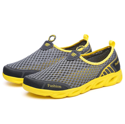 Zapatos casuales de malla para hombre, transpirables, sin cordones, para playa, suaves y cómodos, para caminar en verano 