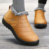 Zapatos de algodón, nuevas botas de nieve de invierno para parejas con botas de algodón grueso y afelpado, zapatos para caminar de PU cálidos e informales. 