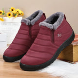 Zapatos de algodón, nuevas botas de nieve de invierno para parejas con botas de algodón grueso y afelpado, zapatos para caminar de PU cálidos e informales. 
