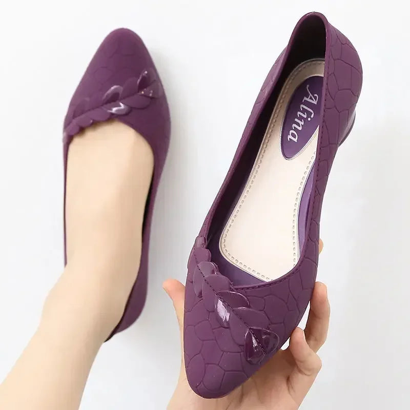 2024 Nuevas sandalias de goma impermeables para mujer, antideslizantes, con tacón bajo 