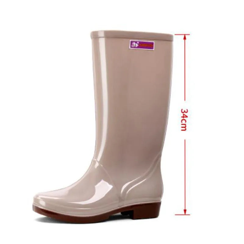 Women's Rain Shoes Casual PVC With Velvet Waterproof Non-slip Knee-high Boots New Fashion Tide For Reasons Botas De Mujer 