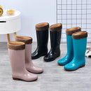 Women's Rain Shoes Casual PVC With Velvet Waterproof Non-slip Knee-high Boots New Fashion Tide For Reasons Botas De Mujer 