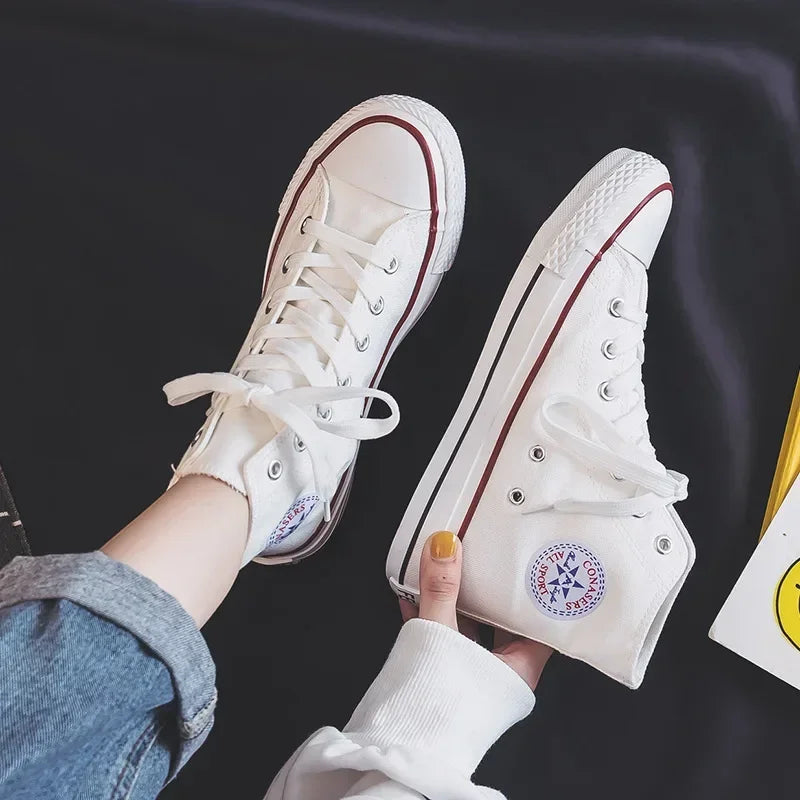 Sapatos de lona alta para homens e mulheres, estilo casal, versão coreana nova para estudantes, sapatos masculinos da moda, confortáveis sapatos Ins Board