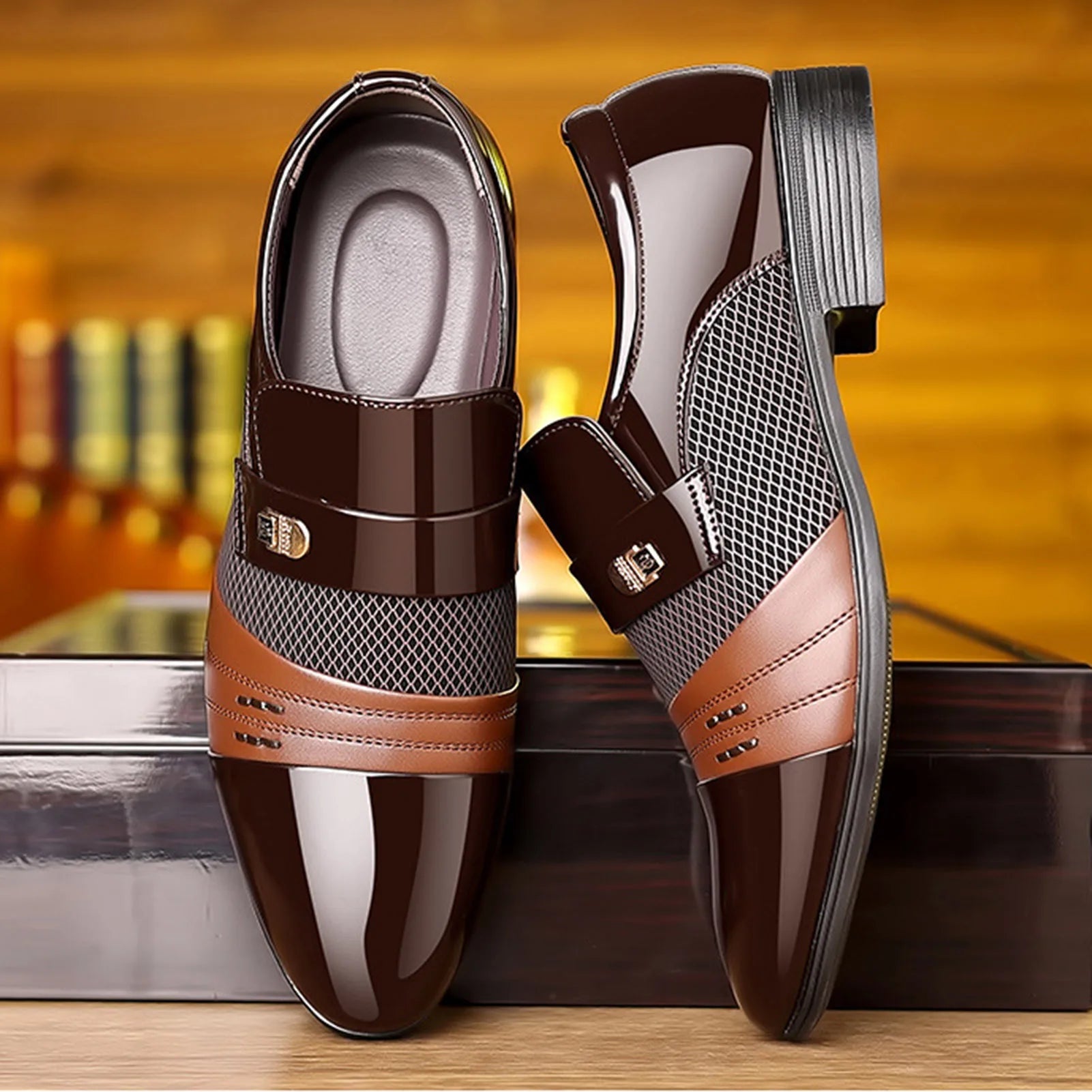 Shiny Pointed Toe Business Shoes, Men's Uniform Shoe, Fashion Office Shoes, Christmas and Birthday Gift 