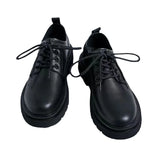 Zapatos formales para hombre, informales, de cuero, estilo británico, para negocios, para estudiantes, suela gruesa, con cordones, punta redonda, antideslizantes, cómodos, para exteriores. 