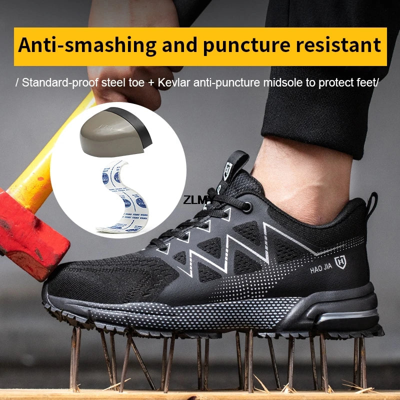 Men's Safety Shoes Toe, Puncture-Proof Sneakers, Breathable Work Boots, Comfortable Shoes, Men's Safety Boots, Fashion 