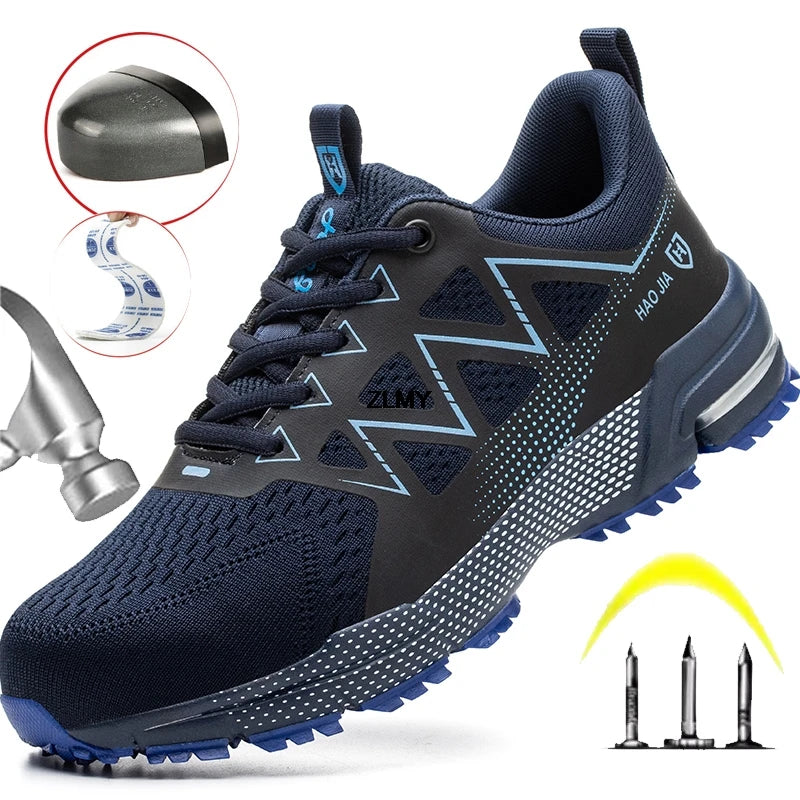 Zapatos de seguridad para hombre, zapatillas antipinchazos, botas de trabajo transpirables, zapatos cómodos, botas de seguridad para hombre, moda 