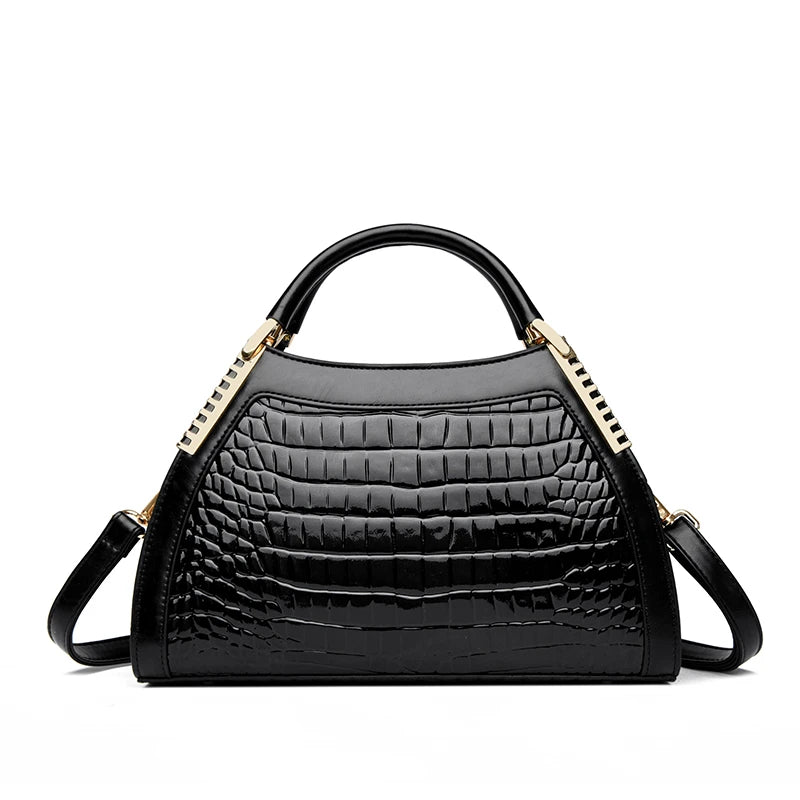 Alligator Patent Leather Shoulder Crossbody Handbags for Women, Luxury Brand Designer Hobo Bags, Two-Layer Sac