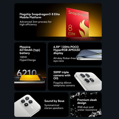 【World Premiere】POCO F8 Pro 5G Global Version Smartphone Snapdragon® 8 Elite 6.59" 120Hz HyperRGB AMOLED Display 6210mAh NFC