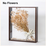 4cm Deep Transparent Shadow Box Frames Bouquet Display Flower Case Deep for Crafts 3D Picture Memorabilia Memory Wooden Tabletop