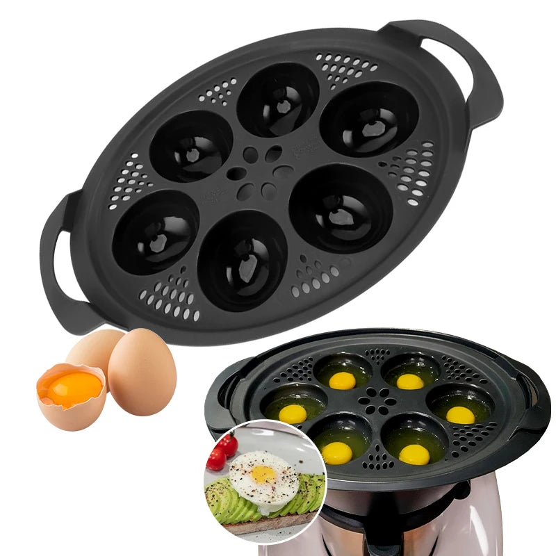 Hervidor de huevos de 6 agujeros para Thermomix TM5 TM6 TM31, olla vaporera para huevos, máquina cazadora furtiva, moldes, cesta de vapor, utensilios de cocina, herramienta