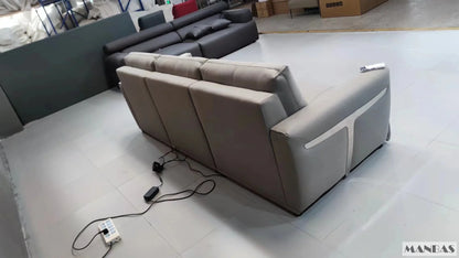 MINGDIBAO Electric Convertible Sofa Bed Italian Genuine Leather Sleeper Couch Multifunction Folding Sofas Beds for Cinema Room