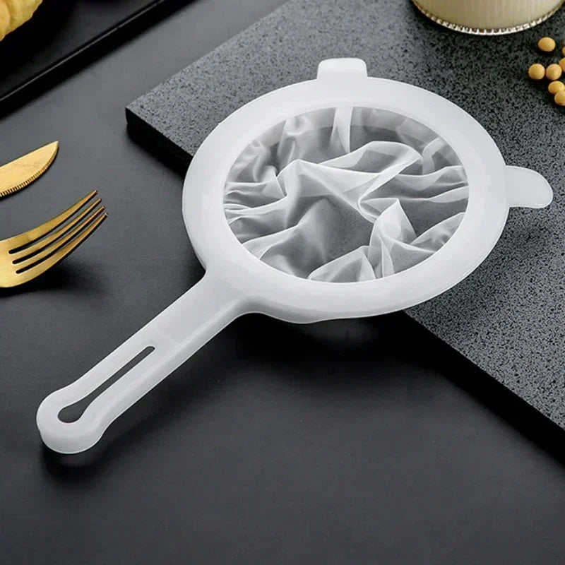 Filtro de cocina de malla 200, colador de malla fina, colador de nailon, cuchara de plástico para leche de soja, jugo, yogur, colador de alimentos, utensilios de cocina