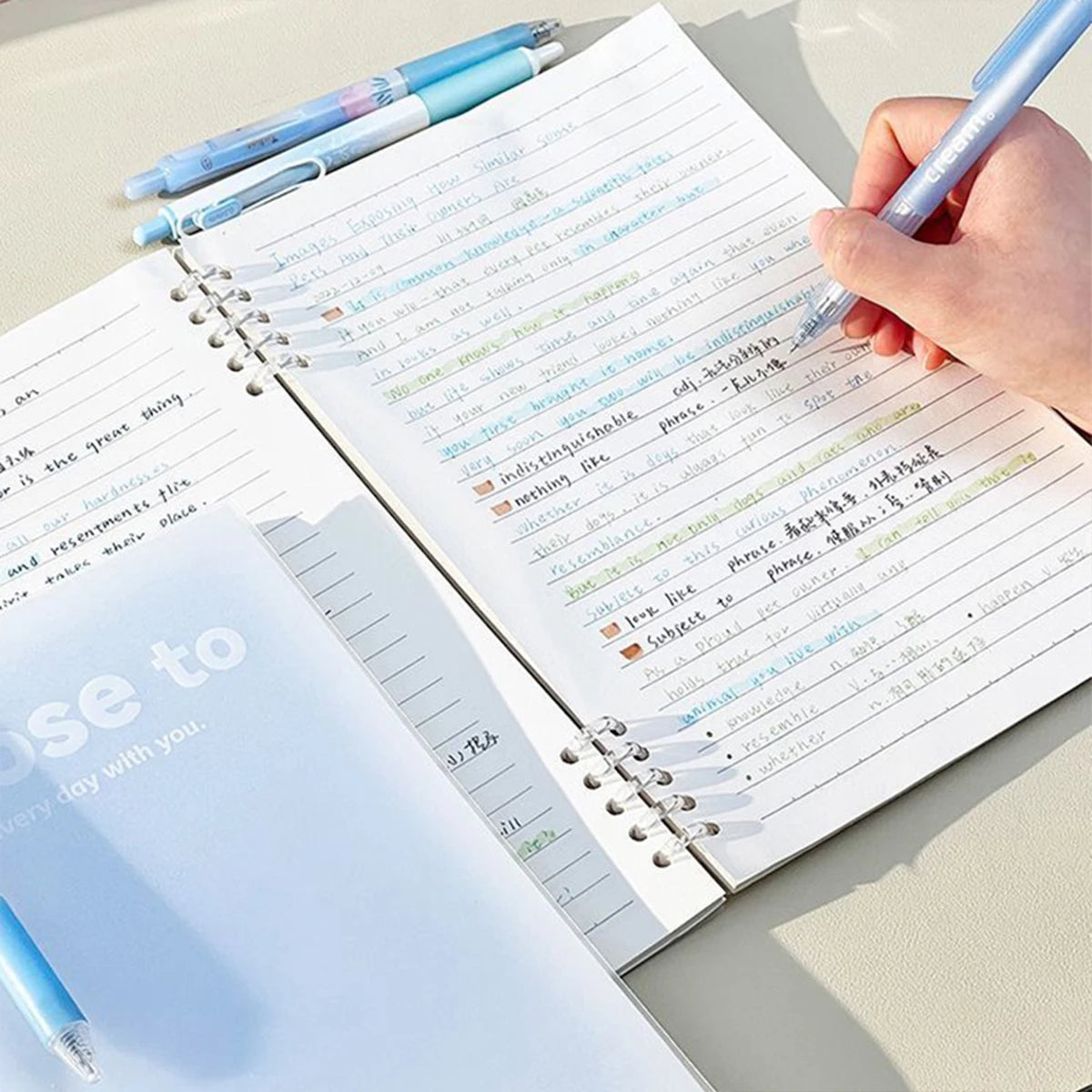 A5/B5 Binder Loose-Leaf Notebook 60 Sheets Lined Book for Students Writing Kawaii Simple Stationery School Supplies