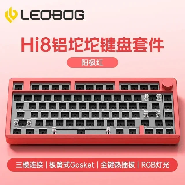 LeoBog-Hi8 Kit Teclado Mecânico, Bluetooth Sem Fio, Teclado Hot Swap Gaming, Kits De Alumínio, 80 Chaves, Modo 3, 2.4G, Gif