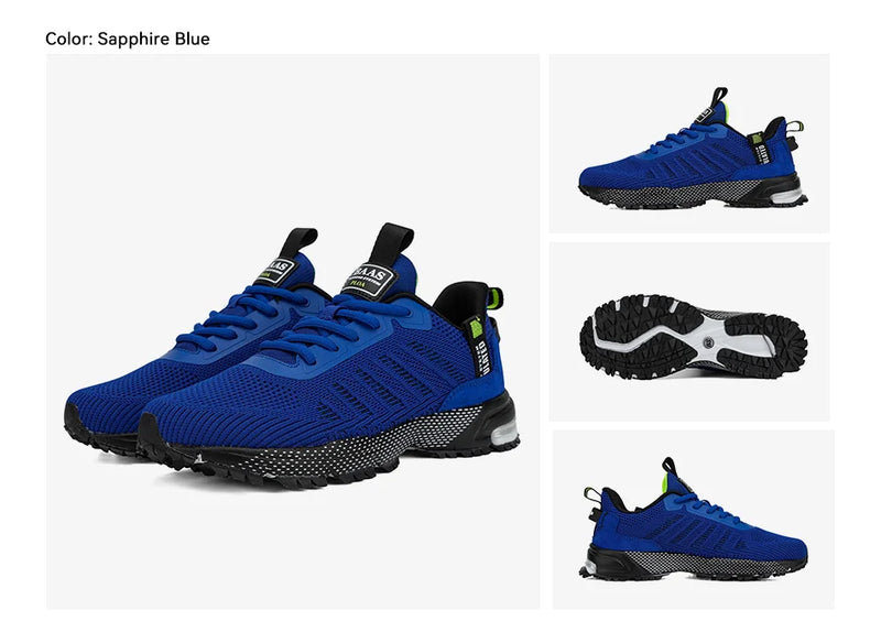 Baasploa Men Running Shoes Mesh Breathable Sport Shoes For Men Fashion Lightweight Casual Sneakers Non-Slip Lace Up Plus Size 50