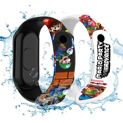 Relojes para niños de Mario Bros, figuras de acción, Luigi, Princesa Peach, Yoshi Bowser, pulsera deportiva para niños, reloj Digital resistente al agua