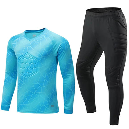 Men Kid 2024 Soccer Goalkeeper Uniform Protective Sponge Long Sleeve Football Training Goalkeeper Top Soccer Jersey Pants Custom