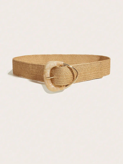 1PC Boho Summer Elastic Wide Waist Belt Women's Decorative Woven Belt for Dresses Suits Beach Vacation Casual Outfits