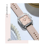 Relógio feminino quadrado minimalista pulseira pulseira de silicone casual
